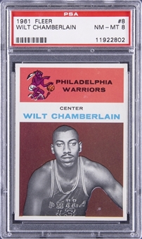 1961-62 Fleer #8 Wilt Chamberlain Rookie Card – PSA NM-MT 8